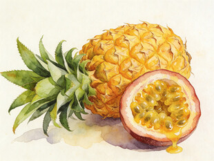 手绘菠萝百香果