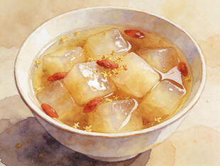 手绘冰糖雪梨羹