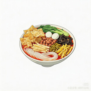 宫崎骏日本漫画风格螺蛳粉插画