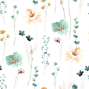 清新水彩花卉图案背景