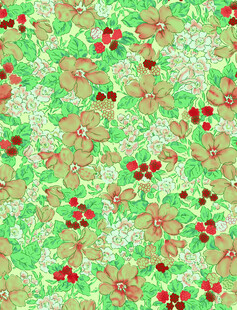 花卉绿叶红果图案背景