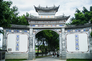 中式古典拱门建筑景观