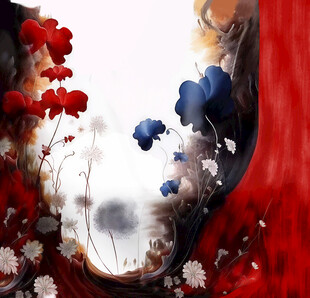 梦幻花卉抽象艺术画面