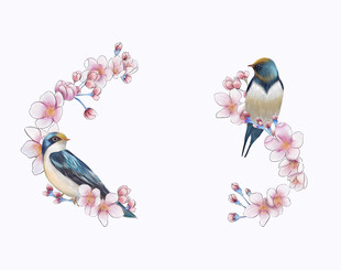 花鸟图饰灵动春日景象