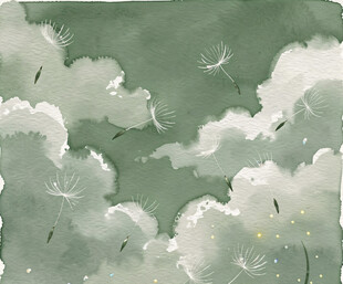 梦幻绿云间的灵动飞鸟