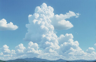 蓝天白云下的壮丽云山景