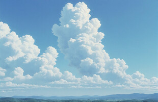 蓝天之上的蓬松云朵