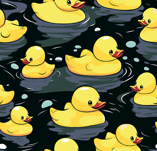 小黄鸭在水中嬉戏图案