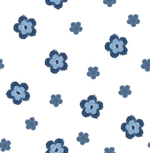 蓝色小花图案背景纹理