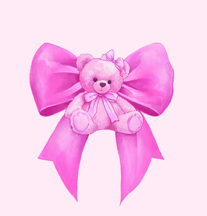 粉色小熊蝴蝶结装饰