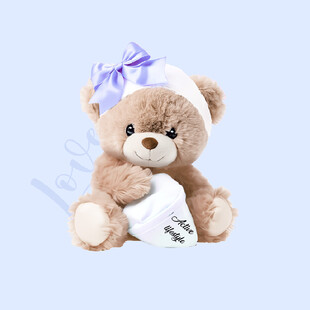 可爱小熊玩偶头戴紫蝴蝶结