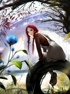 奇幻森林中的红发少女
