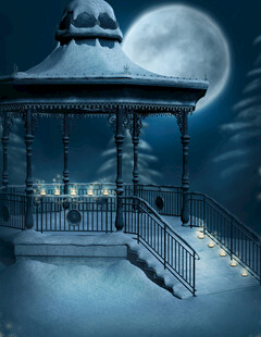 月夜下的梦幻凉亭