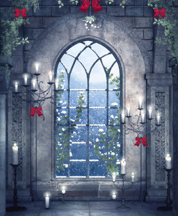 哥特风拱形窗圣诞装饰
