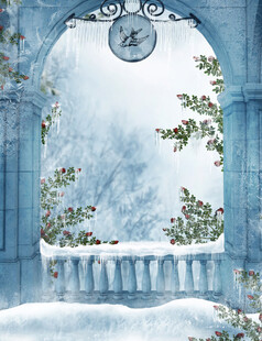 冬日蓝调拱门雪景景观