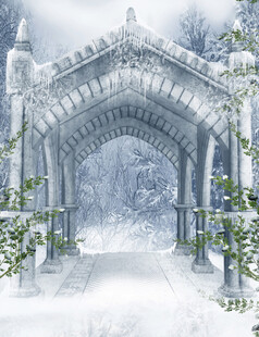 冰雪中的梦幻拱形门廊