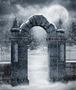 月夜下的神秘拱形门