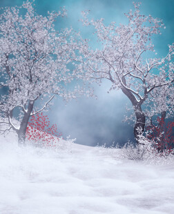 雪覆繁花的梦幻冬日景象