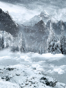 冰雪覆盖的壮丽山川景色