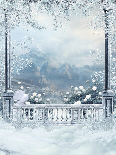 梦幻雪景中的浪漫阳台