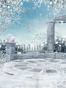 梦幻雪景中的静谧户外空间