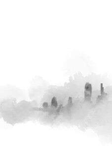 水墨云雾中的古建筑群