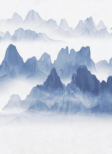 水墨山水间云雾绕奇峰