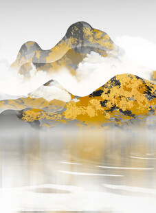 水墨山水间的金黄秋景