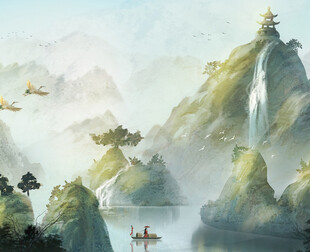 水墨山水间的诗意景致