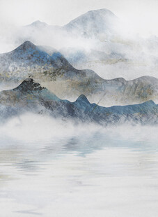 水墨山水间的云雾缭绕