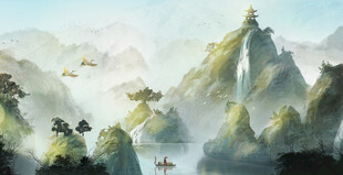 水墨山水间的诗意景致