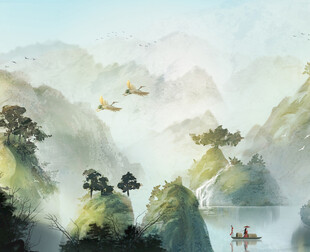 水墨山水间的悠然景致