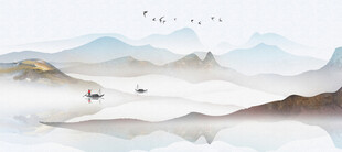 水墨山水风光图