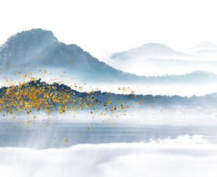 水墨山水间的绚烂秋景