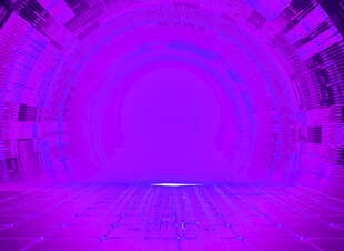 梦幻紫色科技感隧道空间