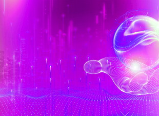 梦幻紫色科技感手部光影