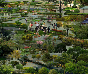 美丽园林景观鸟瞰图