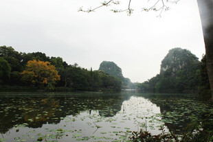 秋日静谧湖景 倒影如画
