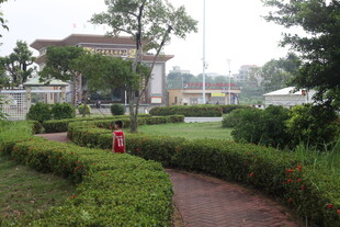 湛江花园小径旁的消防栓景观