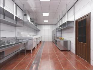 现代干净的商用厨房空间