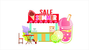 夏日促销冰淇淋摊位