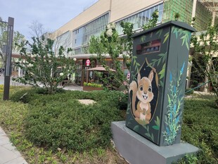 户外配电箱上的动物彩绘