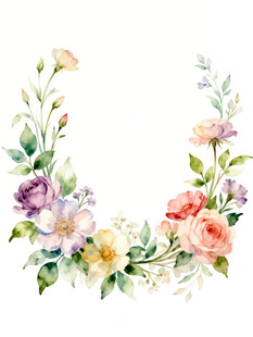 水彩花卉花环图案设计