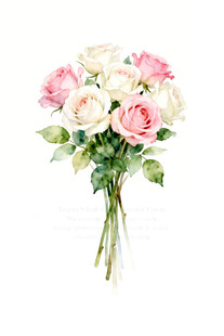 粉色白色玫瑰花束