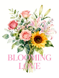 水彩绘多彩花卉组合