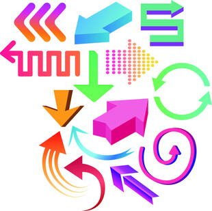 多彩立体箭头图标集合