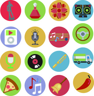 多彩趣味平面图标集合