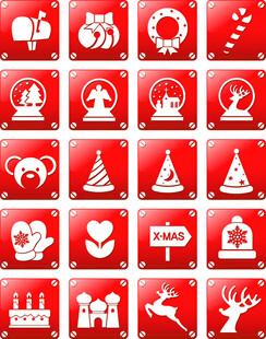 红色圣诞图标集合