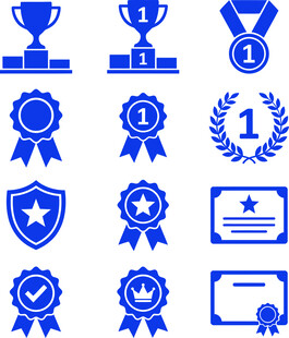 各类蓝色荣誉奖励图标