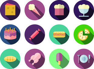 多彩美食与生活图标集